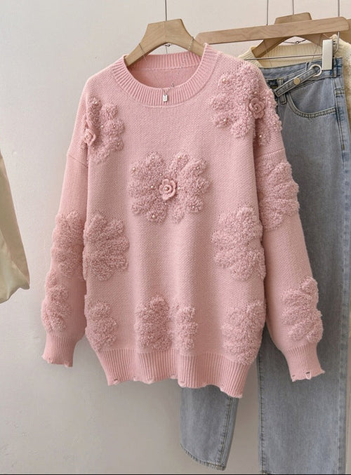 Canna Floral Pearl Woolen Sweater