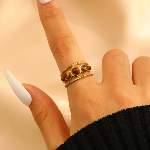 Ava 3Pcs Stone Ring Set