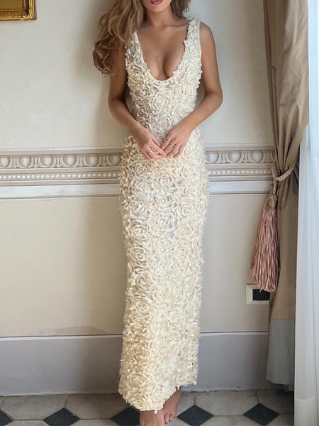 Cosmos Luxe 3D Floral Maxi Dress