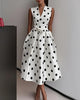 Retro Polka Midi Dress With Belt