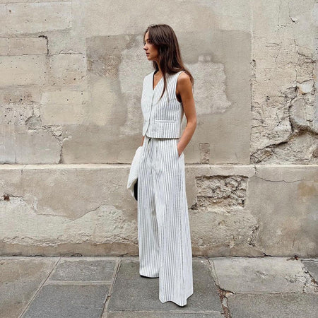 Laura Stripe Vest Coord Set