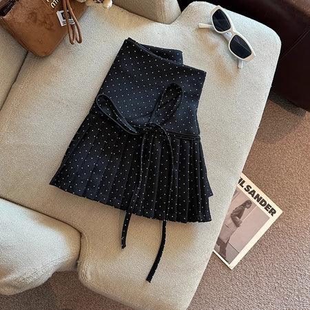 Billie Pleats Bow Polka Skorts