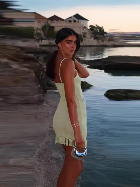 Fiorella Crochet Holiday Mini Dress