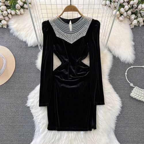 Milena Pearl Velvet Mini Dress