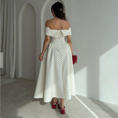 Giulia Drop Waist Polka Midi Dress