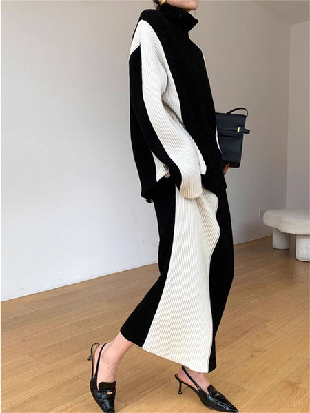 Belenza Colorblock Corrd Skirt Set