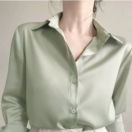 Rador Luxury Satin Shirts In Pista Green