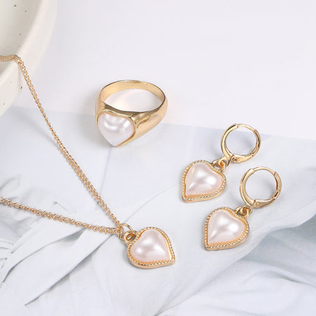 Inez 3Pcs French Heart Jewelry Set