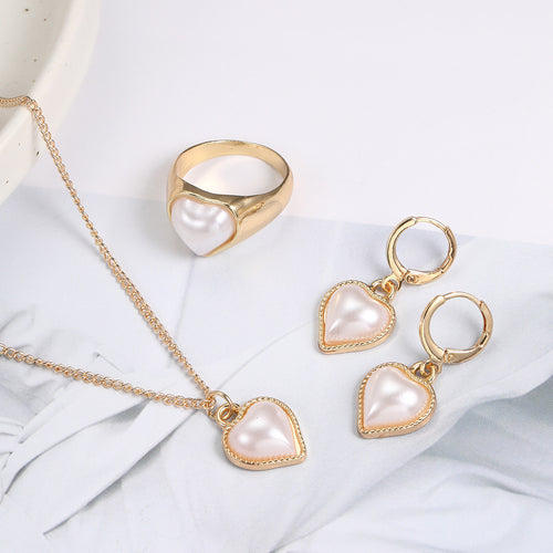 Inez 3Pcs French Heart Jewelry Set