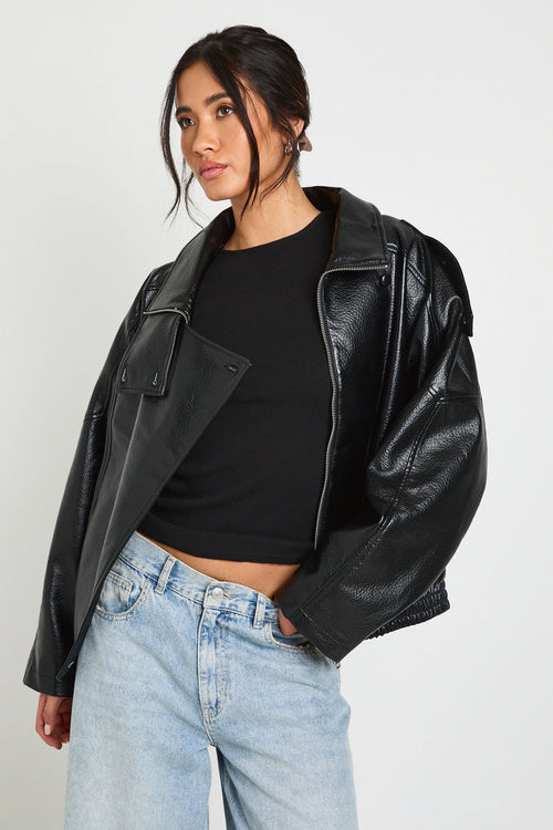 Knox Textured PU Leather Jacket