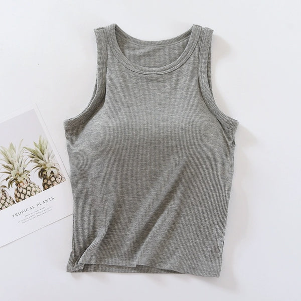 Rosalie Tank Tops with Inbuilt Bra In Grey