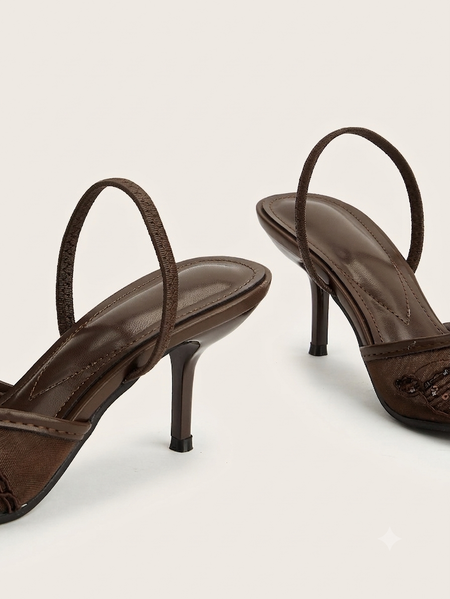 Livvy Pointed Embroidered Beads Heels