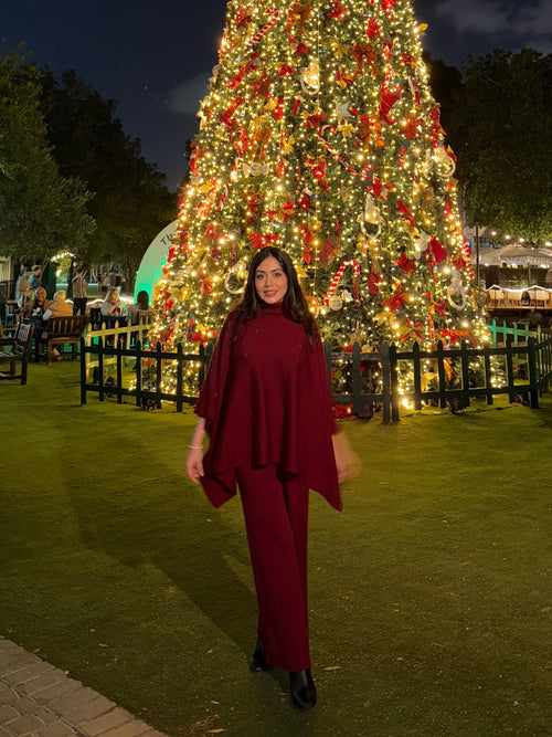 Natalia Luxe Winter Coord Set In Maroon