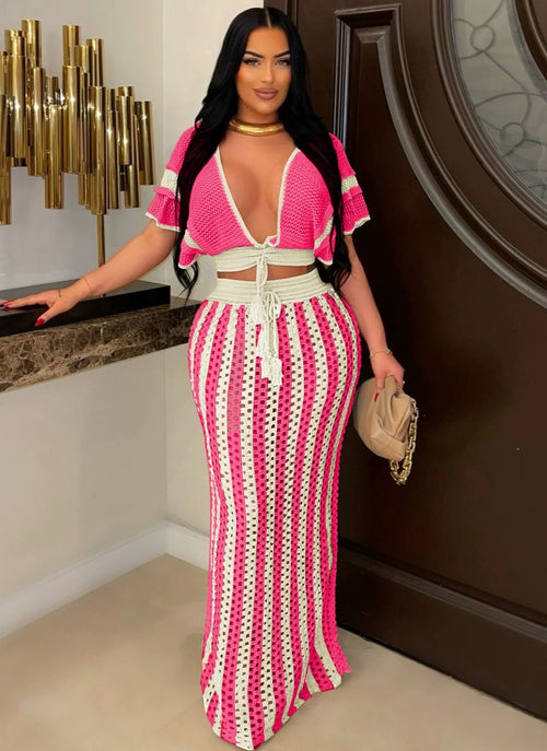 Sikoy Crochet Holiday Coord - Resortwear In Pink