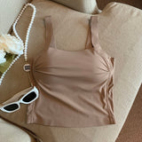 Mimi Seamless Tank Tops with Inbuilt Bra In Brown