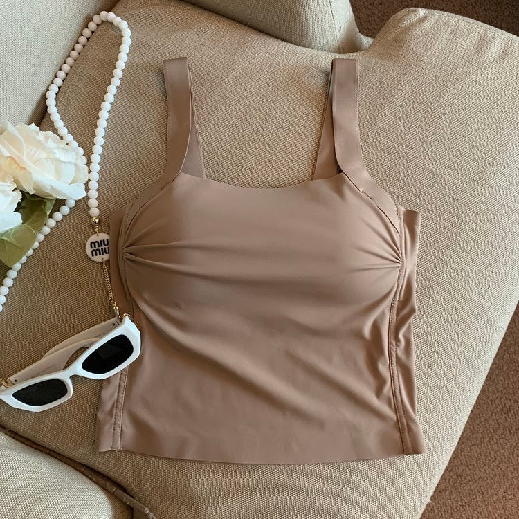 Mimi Seamless Tank Tops with Inbuilt Bra In Brown