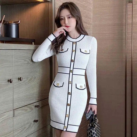 White - Margine Statement Knit Dress