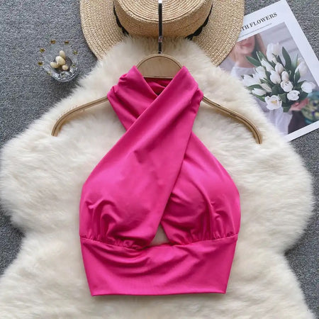 Pink - Suko Summer Tops with Inbuilt Bra