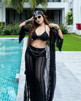 Silvia Crochet Coord Set In Black