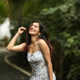 Eris Luxe Floral Maxi Dress In Off White