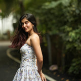 Eris Luxe Floral Maxi Dress In Off White
