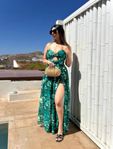 Aspen Swimsuit With Sarong Skirt In Dark Green