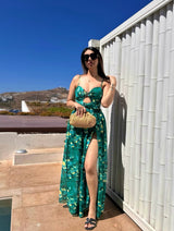 Aspen Swimsuit With Sarong Skirt In Dark Green