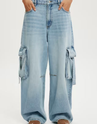 Tone High Rise Wide Cargo Jeans