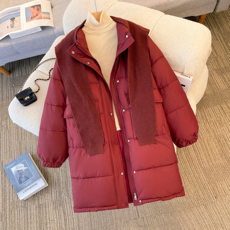 Warsaw Warm Long Parka Jacket In Maroon