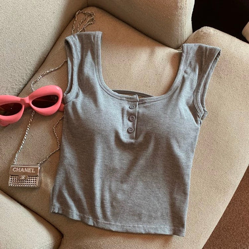 Maria Tank Tops with Inbuilt Bra In Grey