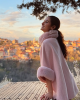 Violetta Premium Winter Capes with Fur Detailing In Pink