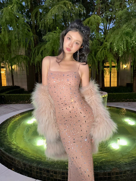 Corfu Embellished Sleeveless Maxi Dress In Beige