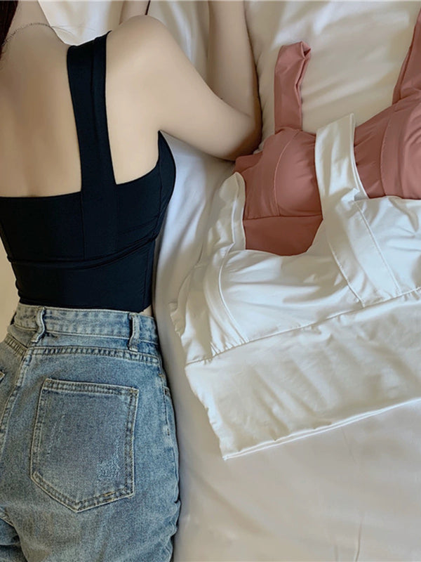 Basco Seamless Tank Tops with Inbuilt Bra In Black