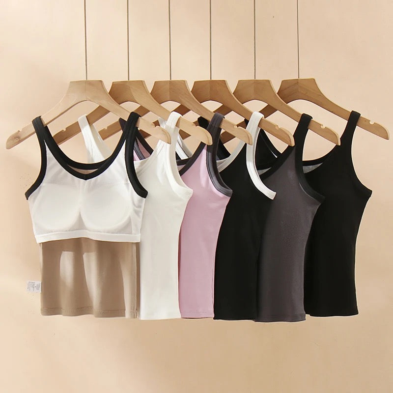 Bagatelle Tank Tops with Inbuilt Bra In Black