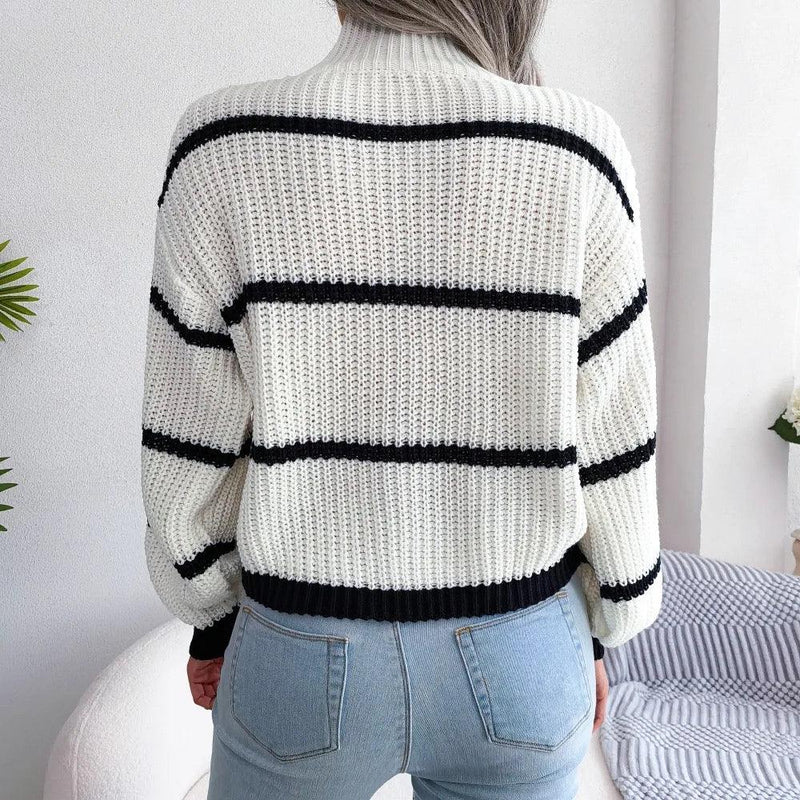 Zuma Striped Sweater in White - Alamode By Akanksha
