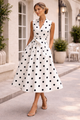 Retro Polka Midi Dress With Belt