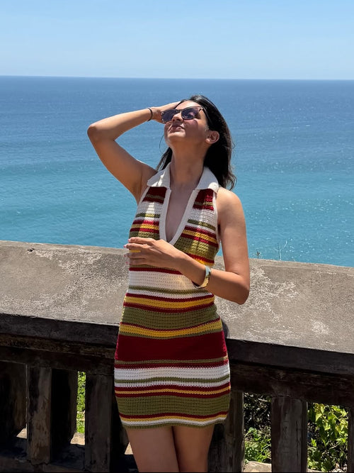 Era Soft Crochet Knit Dress In Multicolor
