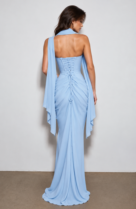 Domini Padded Corset Maxi Dress With Scarf