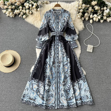Black - Zeo Modest Vintage Statement Maxi Dress