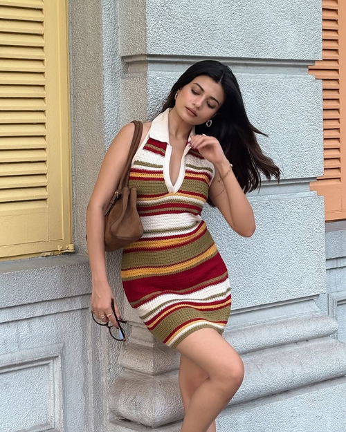 Era Soft Crochet Knit Dress In Multicolor