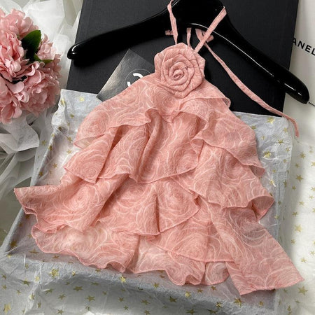 Peach - Reya Ruffled Rosette Blouse