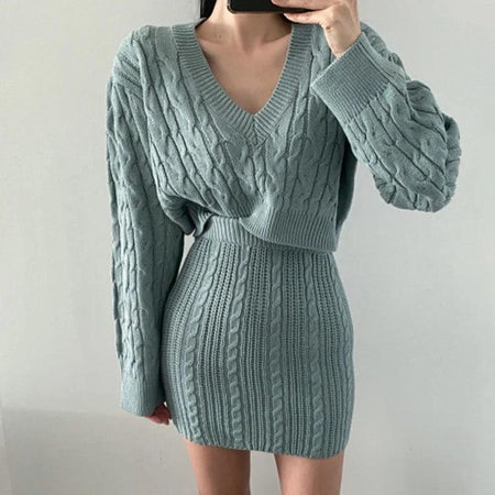 Teal Blue - Ahana Woolen Statement Coord Set