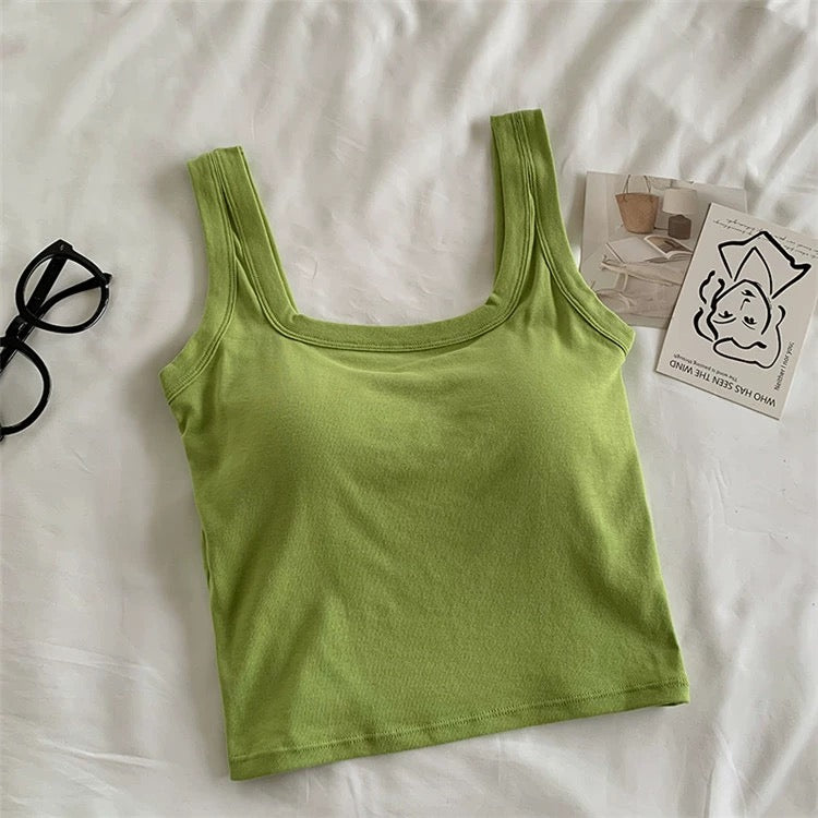 Jared Tank Tops with Inbuilt Bra In Green