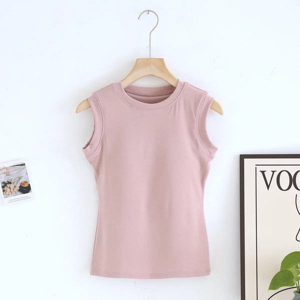 Joyce Tank Tops with Inbuilt Bra In peach
