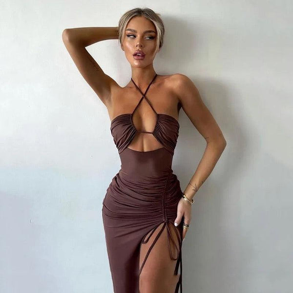 Delsa Strappy Midi Slit Dress - Alamode By Akanksha