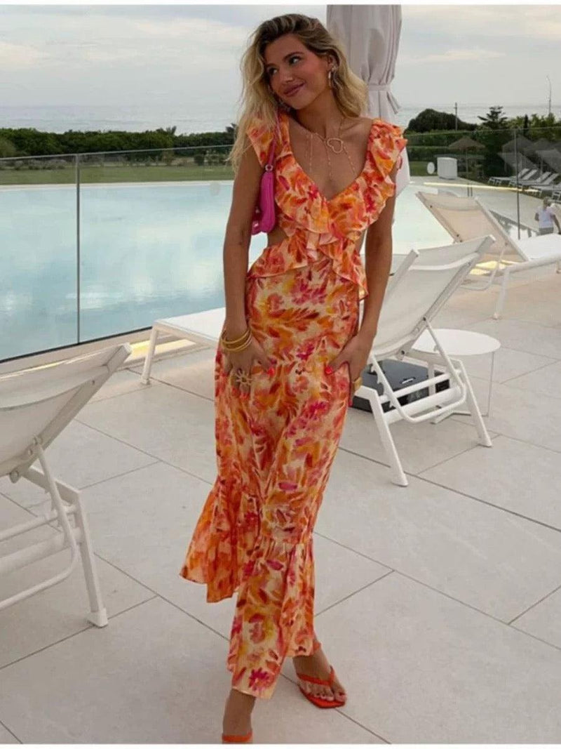 Diaz Floral Ruffled Maxi Dress - Alamode By Akanksha