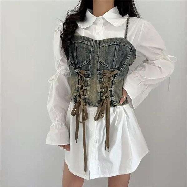 Lea Luxury Corset Top with Shirt - Alamode By Akanksha