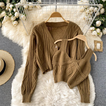 Brown - Cyra Premium Woolen Sweater Set