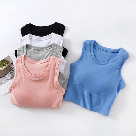 Baco Tank Tops with Inbuilt Bra In Pink
