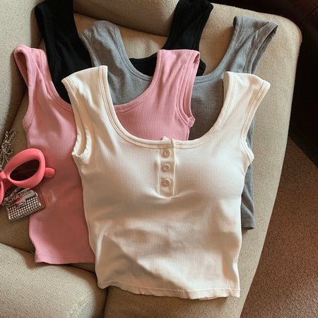 Maria Tank Tops with Inbuilt Bra In Pink